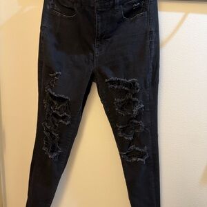 American Eagle Outfitters Black Distressed Skinny Jeans